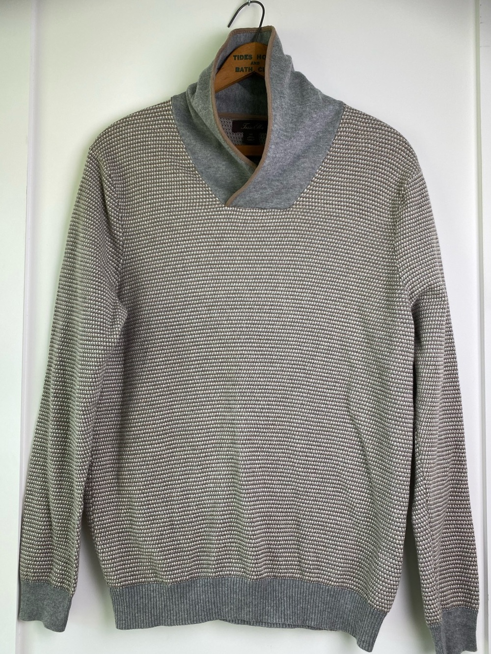 Tasso Elba Heathered Grey Men’s Shawl Turtleneck Sweater
